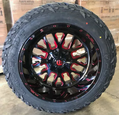 4) 22x12 Fuel D612 Stroke Red Black Wheels 35  MT Tires 5x5 Jeep Wrangler JK JL • $3324.05