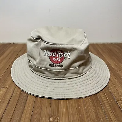 VTG Hard Rock Cafe Orlando Bucket Hat Cap Beige Khaki Sz L/XL EUC! • $14.99