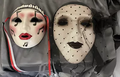 Pair Of  About Face  Porcelain Masks  Music Woman    Mourning Woman With  Veil  • $14