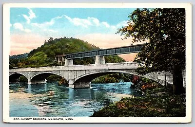 Mankato Minnesota~Red Jacket Bridges~1920s Postcard • $13