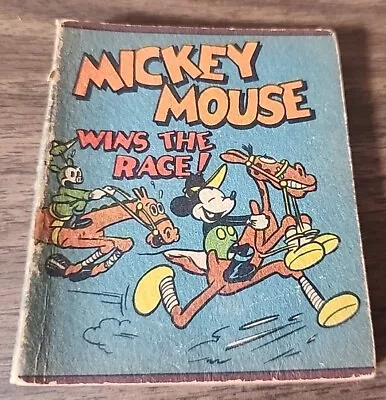 Vintage 1934 MICKEY MOUSE Wins The Race! Whitman Book • $30