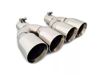 Universal Pair Dual Quad Stainless Steel Exhaust Tips 2.5  Inlet 3.5  Outlet • $119