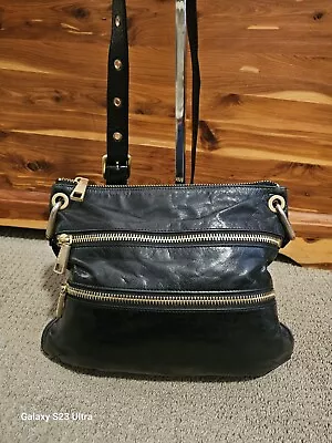 Hobo International Black Three Zipper  Leather Crossbody Bag.Vintage • $45