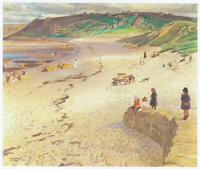 Sennen Beach Summer Scene Laura Knight Print In 10 X 12 Inch Mount SUPERB • £17.95