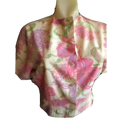 LARGE Vintage 1970's Top Slinky Large Purple/Pink Butterfly Print Mode O Day • $15.44