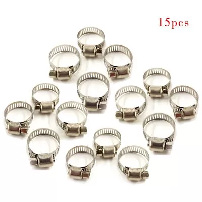 5/16 -15/32 (8-12 Mm)Stainless Steel Drive Hose Clamps Fuel Line Worm Clips15Pcs • $5.65