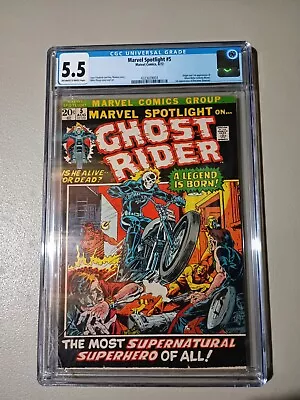 Marvel Spotlight #5 CGC 5.5 OW/White Pages 1st App Of Ghost Rider Cracked Case • $895