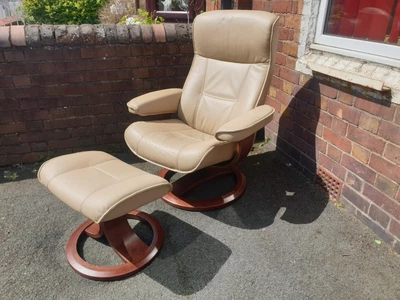 £395 • Buy HSL Leather  Recliner / Swivel Chair & Stool