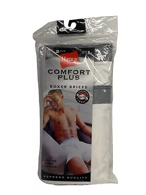 New VTG 2001 HANES Cotton Comfort Plus Boxer Briefs White Mens Large 36-38 2 PK • $19.99