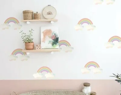 1 Pk 6 Stickers  Rainbow Cloud Pattern Wall  Decal Bedroom Kid  Nursery Baby  • $2.50