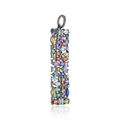 925 Sterling Silver Pendent Studded With Natural Multi Sapphire&Pave Diamond • $286.89