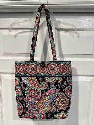 Vera Bradley  Vintage Paisley Floral Tote Bag Toggle Closure Quilted Cotton • $15