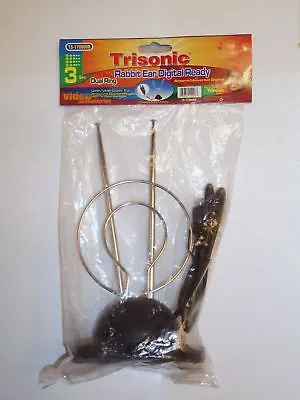 Trisonic Rabbit Ear Digital Ready TV Antenna HDTV VHF UHF With Coax Cable • $8.90