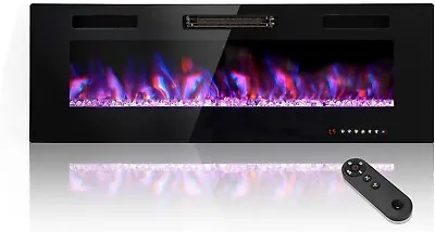 60 Inch Electric Fireplace Recessed & Wall-Mounted Heater Timer Adjustable Flame • $259.99