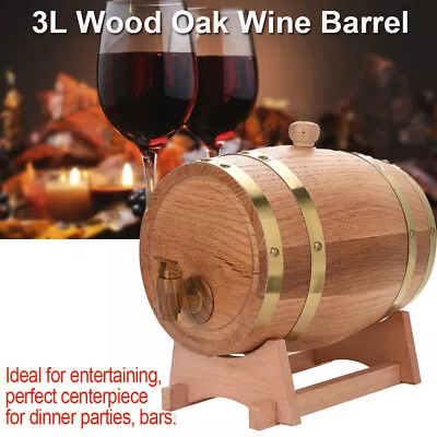 1.5L-10L Oak Barrel Wooden Barrel Storage Aging Wine Whiskey Spirits Wine Barrel • $33.24