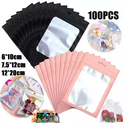 100X Clear Zip Lock Seal Mylar Bags Sweets Gift Zipper Pouch Foil Resealable Bag • £5.79