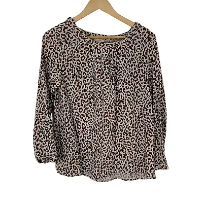 J Crew Linen Safari Cat Animal Print Long Sleeve Tessa Top Blouse Sz 6 Womens • $25