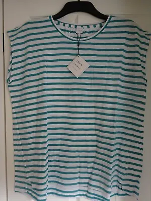 $28.11 • Buy John Lewis Turquoise & White Stripe Cap Sleeve T-shirt Top Uk 16, Eur 42-44 Bnwt