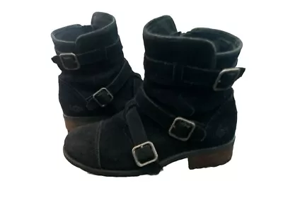 Ugg® Australia Finney Black Oil Suede Biker Boots Uk 7.5 Eur 40 Usa 9  • $36