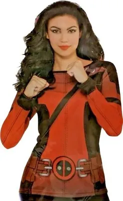 Marvel Lady Deadpool Shirt Avenger X-men Halloween Costume Adult L/XL Upto Sz16 • $12.99