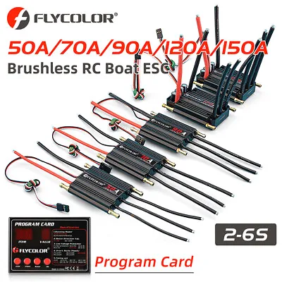Flycolor Waterproof 50A/90A/120A/150A Brushless ESC 2-6S BEC For Ship RC Boat • £52.39
