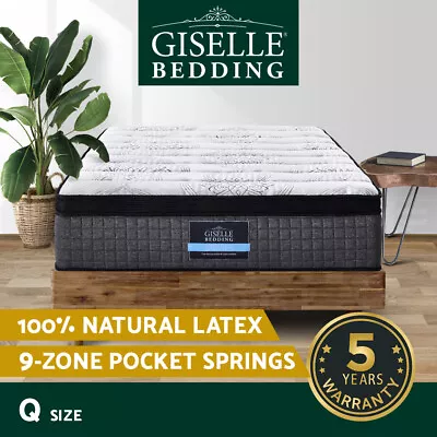 $307.15 • Buy Giselle QUEEN Bed Mattress 9 Zone Pocket Spring Latex Foam Medium Firm 34cm