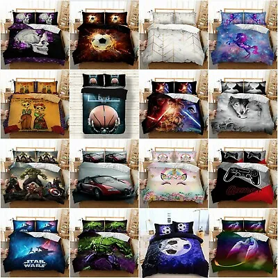 HD Print Duvet Quilt Cover With Pillowcases Bedding Set Single Double King Size • £21.99