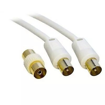 TV Aerial Coaxial Digital Cable Freeview HD DVD RF TV Sky Lead 1M 2M 3M 5M - 50M • £10.99