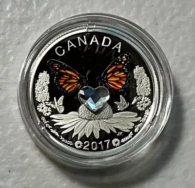 2017 Canada $3 Silver Celebration Of Love Butterfly W/ Swarovski Crystal • $39