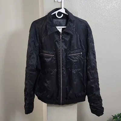 Vintage Versus By Versace Men's Black Bomber Jacket Size 54 (XXL) • $140