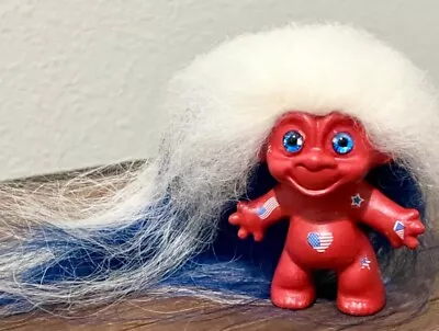 Monkey Face Troll OOAK 3” American Pride Figure. Glass Eyes & Wool Hair • $44