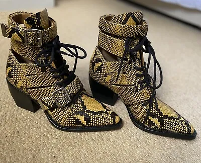 £99 • Buy  Chloe Designer Rylee Cutout Snake Effect Ankle Boots UK 4.5 NEW RRP £1095