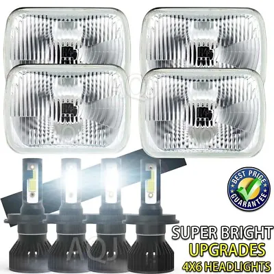 4X6 Stock Glass Lens / Metal Headlight 6000k 6k LED HID Light Bulb Headlamp Set • $126.49