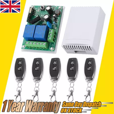 Garage Door Remote Control Switch Relay Wireless Transmitter + Receiver Kit 2 CH • £15.99