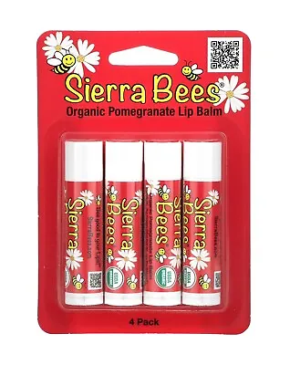 🔥 Sierra Bees Organic Pomegranate Lip Balm 4 Pack 0.15 Oz / 4.25 G Each. • $12.99