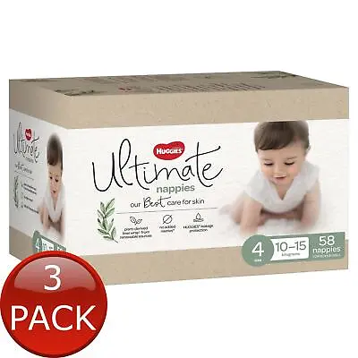 $187.24 • Buy 3 X Huggies Nappies Ultimate Toddler 58Pk