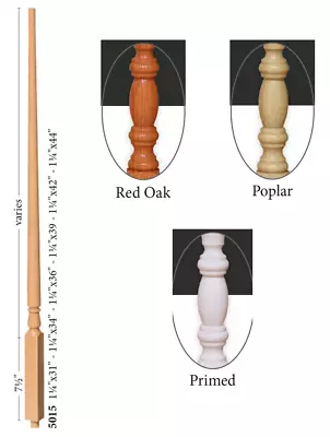 Red Oak/Poplar Stair Rail Baluster Wooden Parts 5015 Colonial Series Set • $5.14