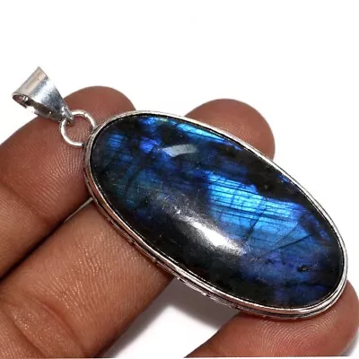 925 Silver Plated-Fiery Labradorite Ethnic Gemstone Pendant Jewelry 2.4  JW • $3.99