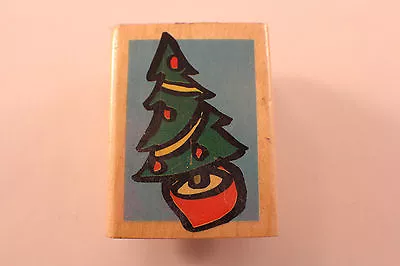 Canadian Maple Collection Christmas Tree Retro Style Wooden Rubber Stamp • $6.99