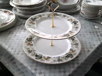 2 Tier Cake/scon/sandwich Stand With Larchmont Designe Royal Doulton Plates. • £12