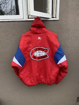 Vintage Montreal Canadiens Starter Jacket Size L  LARGE Pullover NHL • $99.99