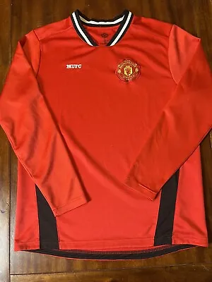 Manchester United Long Sleeve Jersey Red Mens Size Large Soccer Futbol MUFC Logo • $18