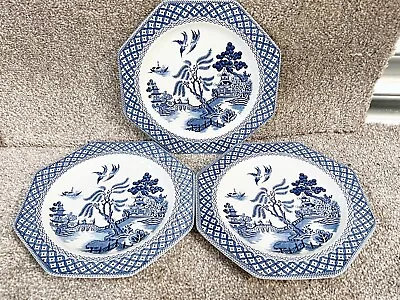 Vintage Set Of Three Willow Pattern Plates J&g Meakin Ironstone • £29.99