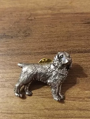 Vintage Pewter Cocker Spaniel Pin Brooch Signed A R Brown • £2.99