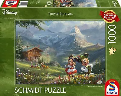 Schmidt Spiele 59938 Thomas Kinkade Disney Mickey & Minnie In The Alps 1000 Piec • $48.49