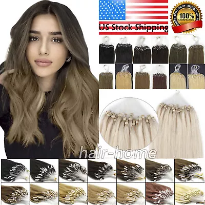 Micro Link Loop Human Hair Extensions Micro Beads Tip Remy Straight Hair 200s US • $35