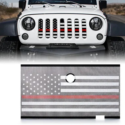 Xprite Grill Mesh Insert Steel W/ Flag Hood  Hole For 2007-18 Jeep Wrangler JK • $23.99