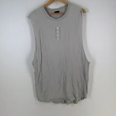 KSCY Mens Muscle Tee Shirt Size L Grey Sleeveless Crew Neck Cotton 075499 • $19.95