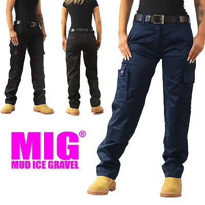 £17.99 • Buy Womens & Ladies Cargo Combat Work Trousers By MIG Size 10 To 18 Black Or Navy