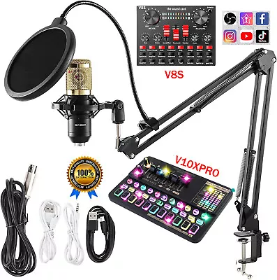 V10XPRO Condenser Microphone Kit W/Audio Mixer Sound Card Studio Recording Kit • $64.63